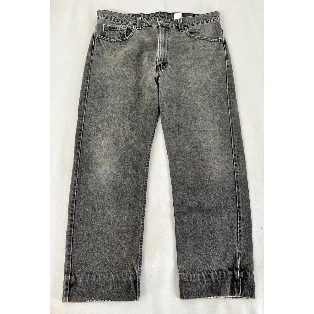 VTG Levis Jeans Mens 38x30 (36x27) 505 Reg Fit Straight Leg Black USA 90s Y2K